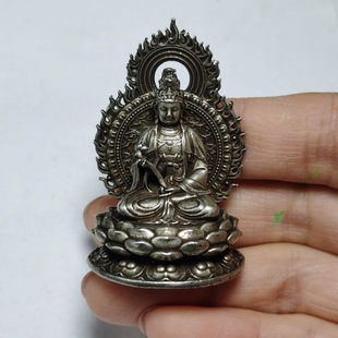 白铜微雕文殊普贤八大菩萨佛像家用佛堂供奉小摆件保平安复古工艺