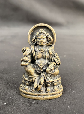 藏式复古黄铜做旧立体迷你小尺寸黄财神卡子侧挂配饰文玩佛珠挂件