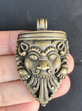 古玩杂项仿古藏传黄铜支巴扎吊坠挂件铜雕挂坠铜挂件配饰
