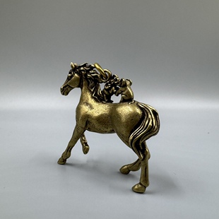古玩黄铜实心生肖铜马小摆件马上有对象招桃花吊坠挂件马到成功