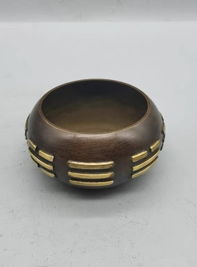 仿古纯铜烟灰缸铜八卦禅意 太极香炉书房道家供奉香薰炉文房摆件