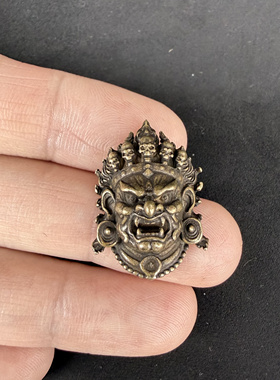 小号藏式黄铜大黑天头像挂件吊坠文玩随身玛哈噶拉头像民族风配饰