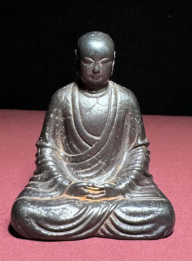 黑漆古天铁大愿地藏王菩萨安徽九华山地藏坐像随身寒铁小佛像摆件
