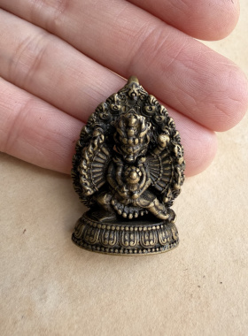 藏佛黄铜大威德金刚佛牌佛像民族风文玩配饰挂件项链男女款吊坠