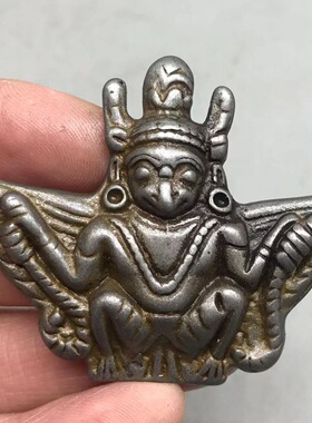 西藏天铁托甲金翅大鹏鸟项链挂件吊坠纯铁熔炼大鹏鸟文玩饰品配件