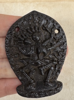 特色藏式天铁尸陀林主双修像佛牌吊坠挂件文玩仿古藏传玄铁佛像