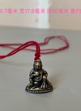迷你白铜黑财神挂件藏式托甲财神随身小佛像手串项链佛珠配饰吊坠