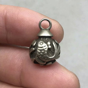 年年有鱼白铜实心铃铛手工钥匙扣挂件迷你黄铜手链吊坠创意扣子