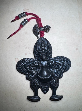 经典藏式黑漆古工艺天铁托甲大鹏鸟项链挂件吊坠民族风随身金翅鸟