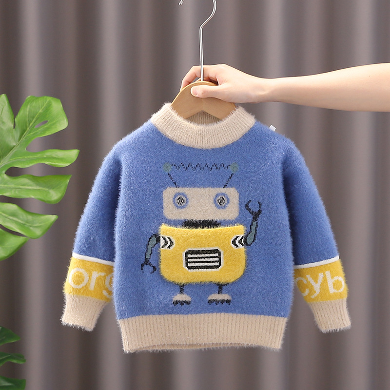 男童毛衣水貂绒男宝宝针织衫秋冬
