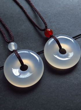 白玉髓平安扣项链儿童玛瑙吊坠