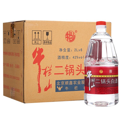 牛栏山二锅头42度2L桶装清香风味调香白酒2000ml*6桶整箱假一罚十