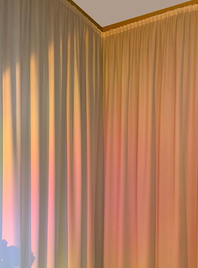 直播间免打孔安装窗帘魔术贴in纱帘白纱女主播高级感阳台飘窗纱帘