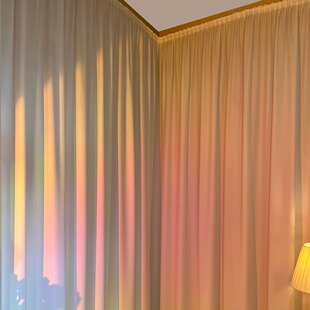 直播间免打孔安装 窗帘魔术贴in纱帘白纱女主播高级感阳台飘窗纱帘
