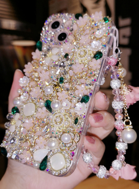 网红新款适用于iPhone17pro max苹果16手机壳13奢华高级感水钻花朵Air保护套14全包防摔15plus女12