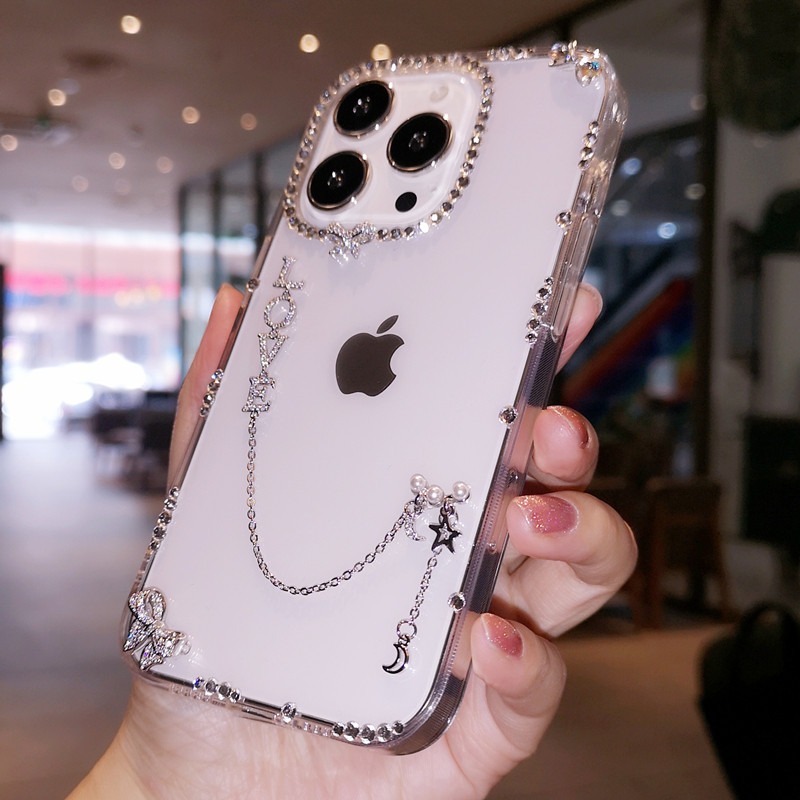 适用于iPhone17pro max苹果16pro手机壳Air奢华水钻15Plus简约透明14保护套13全包防摔女