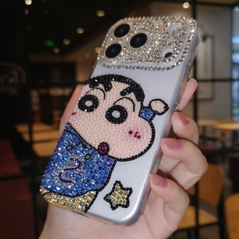 网红新款适用于iphone17pro max苹果16手机壳Air高级感水钻15plus可爱卡通蜡笔小新14保护套13全包防摔12女