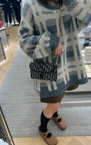 Dior, классическая сумка на одно плечо, с вышивкой, на цепочке