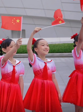 少年有志舞蹈演出服祖国有我红领巾连衣裙服装小学生爱国主义合唱