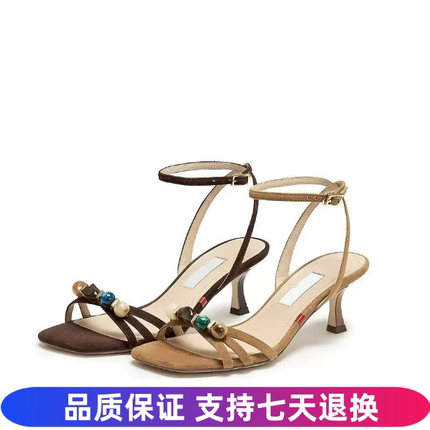 商场同款2026夏新款琥珀晚风罗马凉鞋一字带高跟凉鞋女鞋ELU01BL6