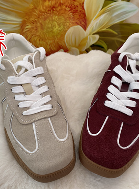 商场撤柜 2025春款复古休闲德训系带圆头平底舒适女鞋TA65163-50