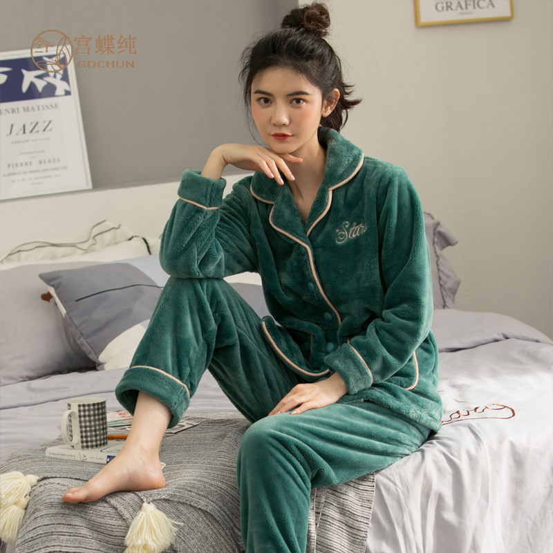 宫蝶纯睡衣女士冬季珊瑚绒加厚加绒女款秋冬法兰绒休闲保暖家居服高性价比高么？