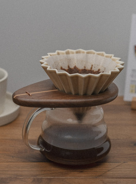 黑胡桃榉木实木拼色滤杯托v60通用手冲咖啡折纸滤杯配件木托支架