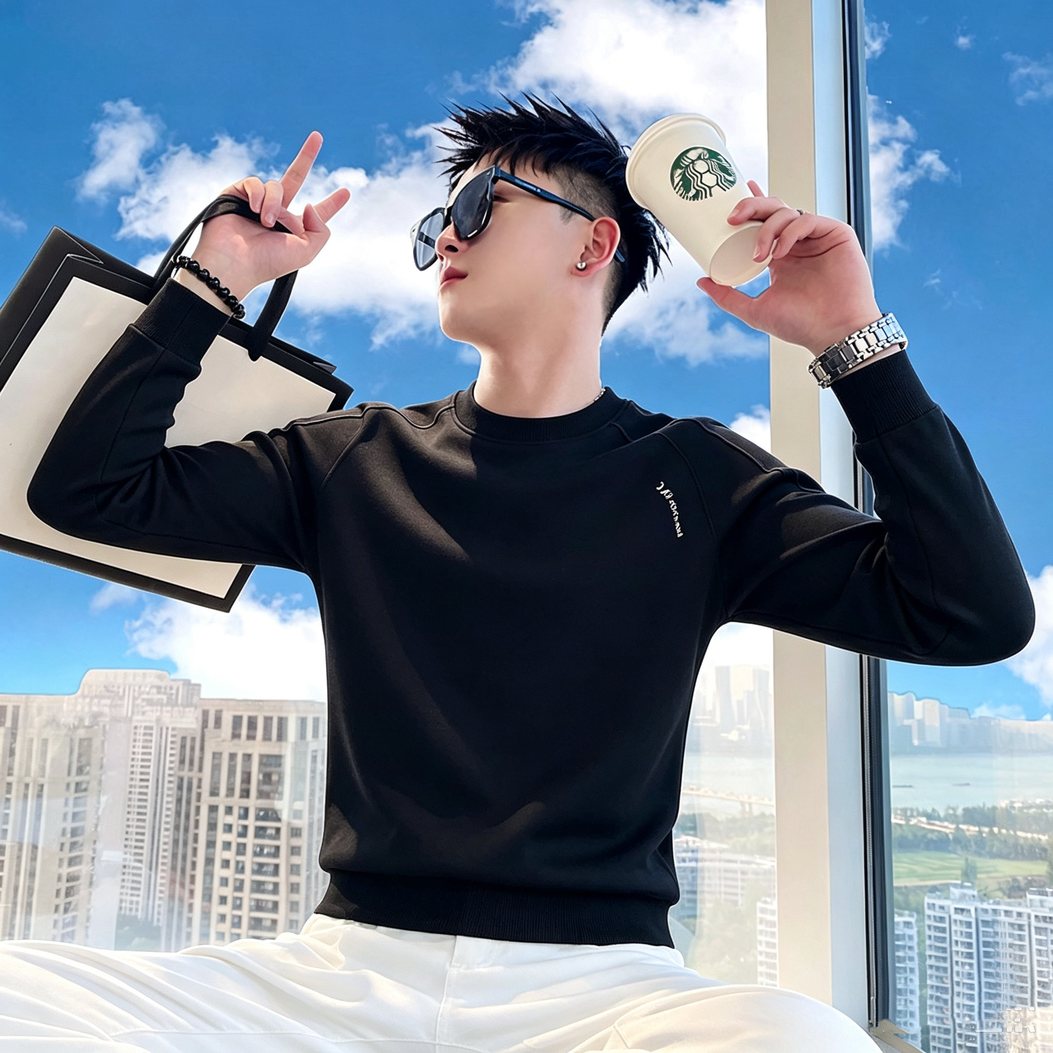 矮小个子男修身长袖卫衣xs小号加小码休闲纯色体恤打底衫秋装新款