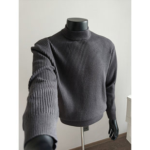 矮小个子小码加小号男装S号XS码s坑条纹半高领针织毛衣复古打底衫