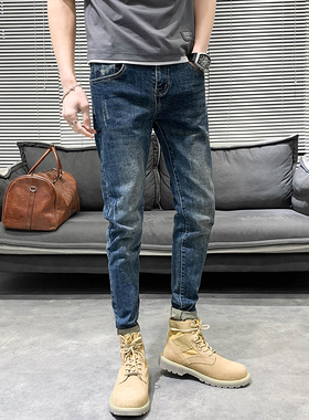 秋冬26码xs小号小码牛仔裤男韩版修身小脚裤社会小伙休闲裤青年潮