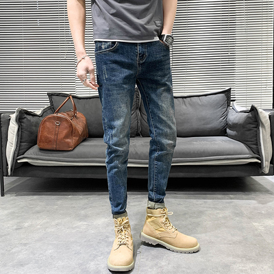 秋冬26码xs小号小码牛仔裤男韩版修身小脚裤社会小伙休闲裤青年潮