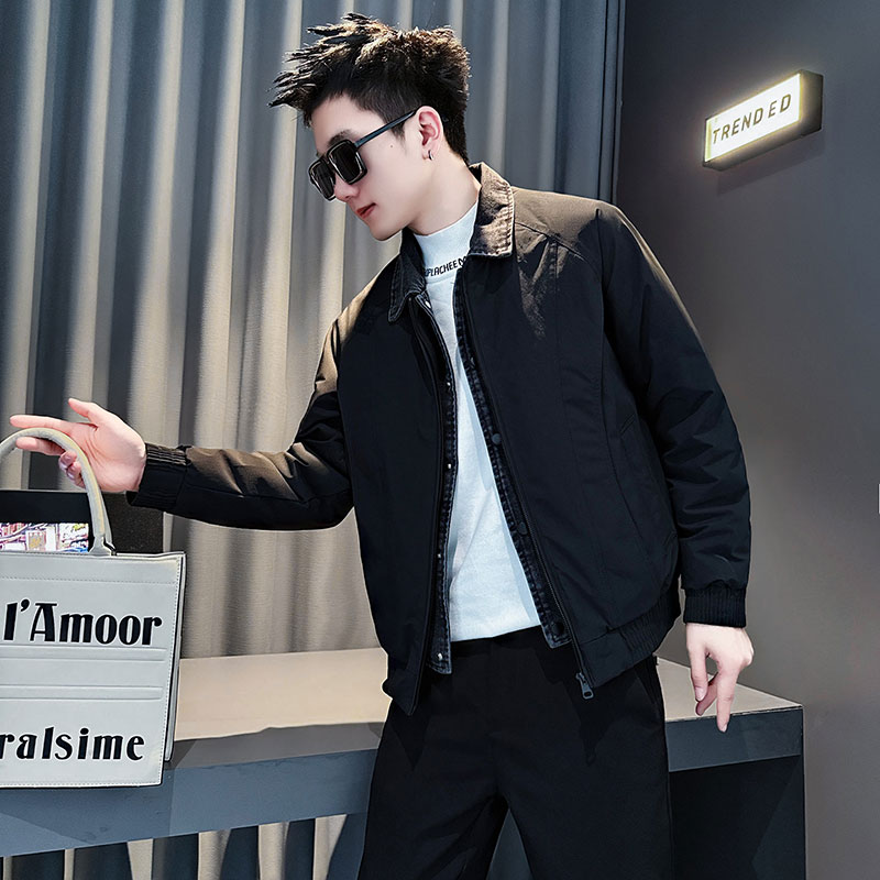 韩版修身s号xs加小码155矮小个子加厚棉袄假两件棉衣外套潮棉服男