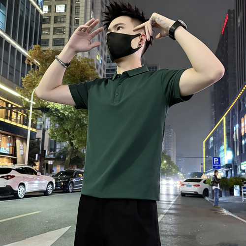 xs小码小号修身短袖polo衫社会小伙男纯色高级感pl学生T恤体恤tee