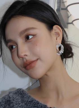 跨境欧美夸张锆石流苏耳钉女轻奢高级设计感时尚气质个性耳环耳饰