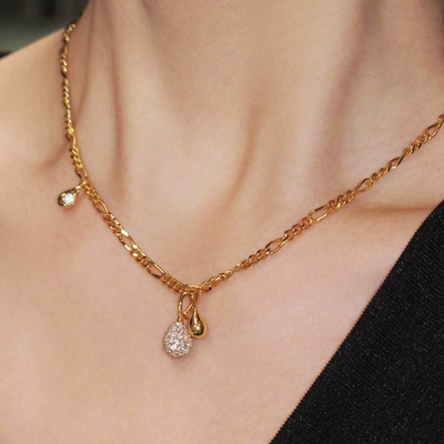 Boonee alus高级感水滴锆石项链女款春季搭配毛衣锁骨链2025新款