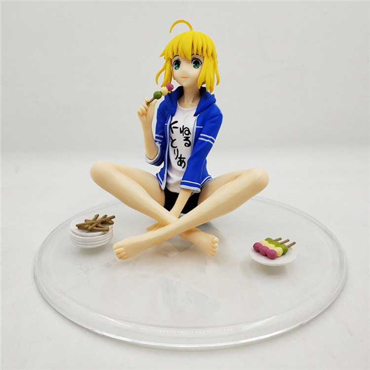 Fate Saber 塞巴 阿尔托利亚 吃团子 丸子 坐姿 摆件 盒装手办