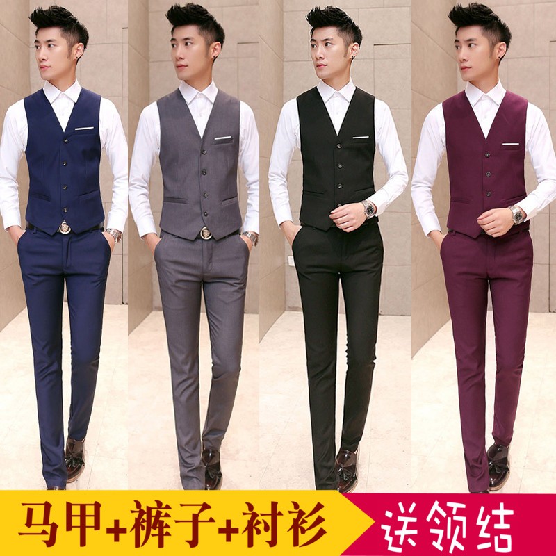 酒吧台球厅足疗店餐饮KTV服务员工作服男士修身西装马甲西裤套装