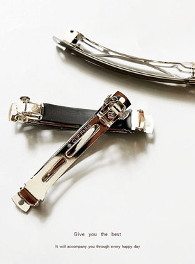 韩国进口8厘米带黑色防滑皮套三片弹簧发夹手工DIY卡子发饰材料包