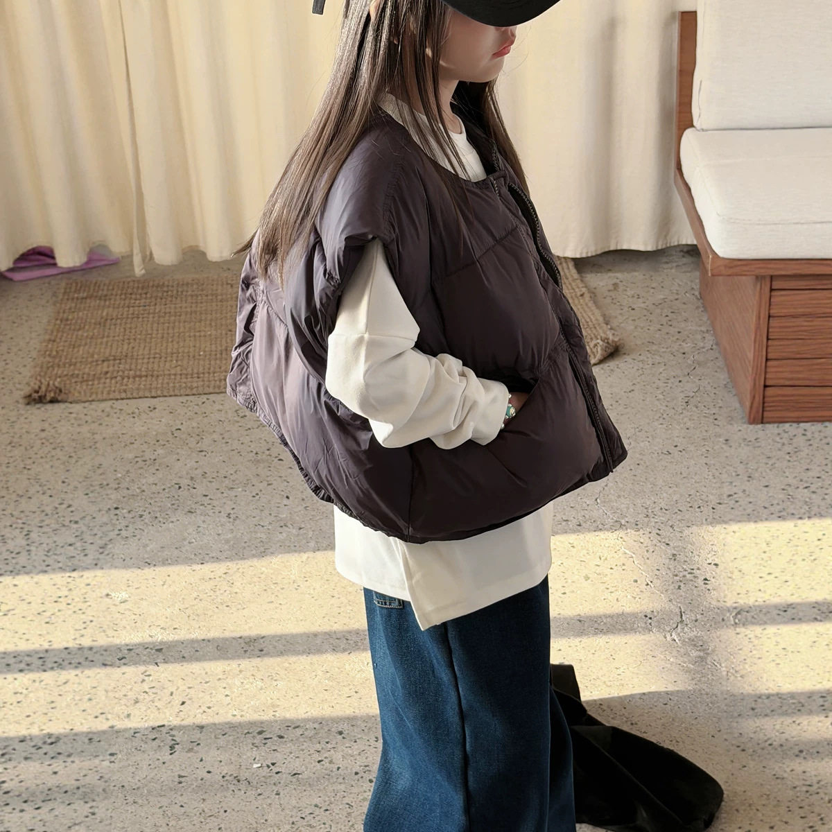 四班女童新款冬季韩版宽松棉马甲儿童拉链面包服背心外套鼓鼓马甲