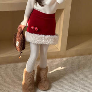 俏皮蝴蝶结绑带毛呢半身裙A字JK短裙 韩版 三年级 女童秋冬新款