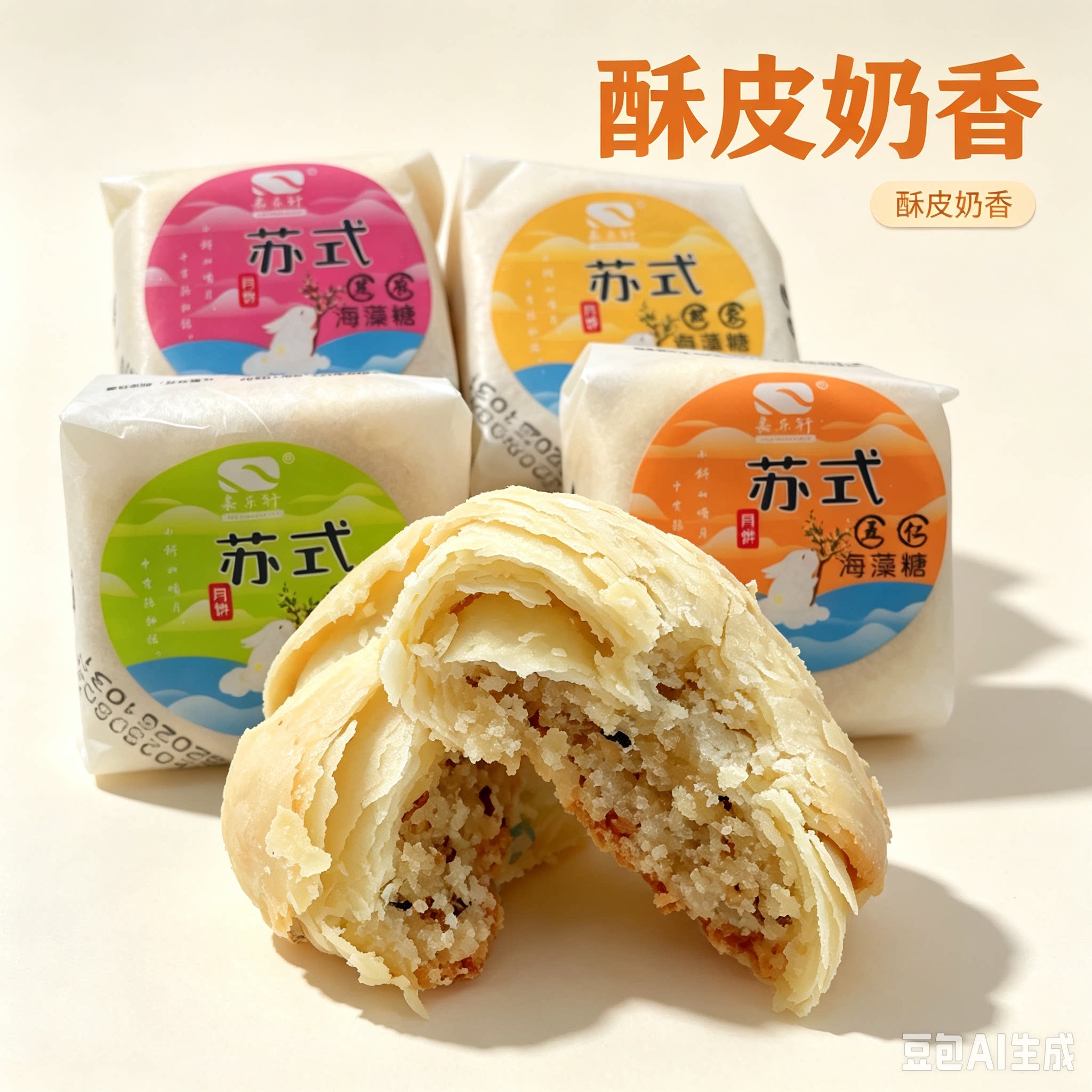 嘉乐轩苏式掉渣月饼传统五仁椰蓉黑芝麻桂花味中秋奶香冬蓉味月饼
