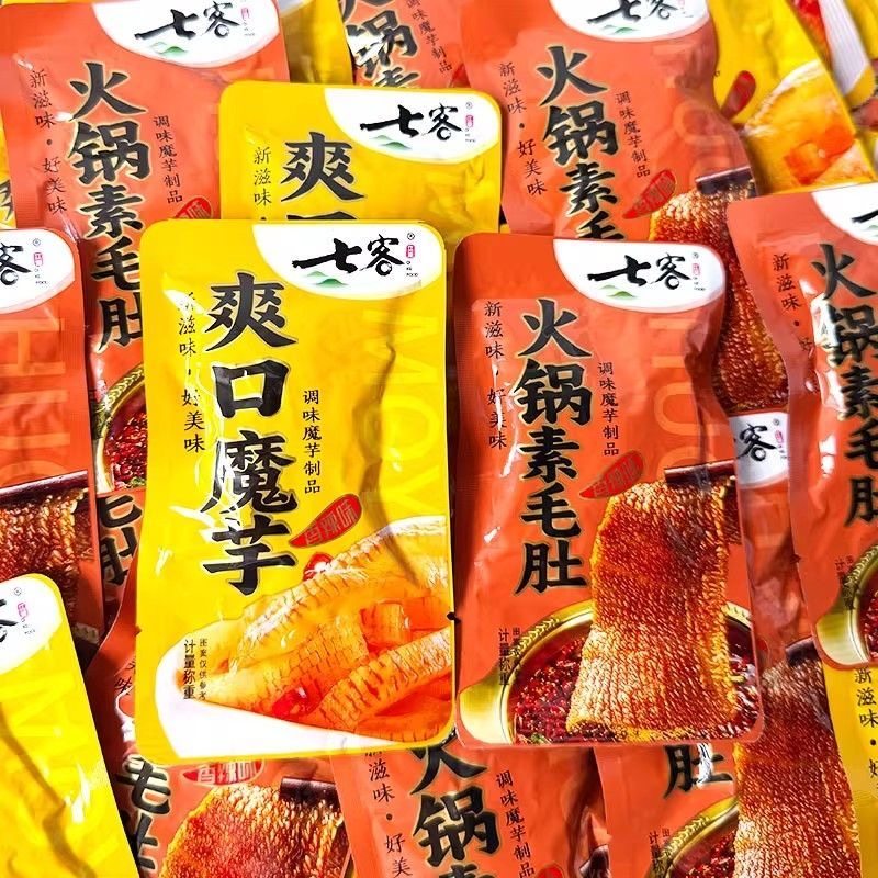 七客爽口魔芋爽山椒香辣味火锅素毛肚金钱肚解馋追剧酱菜小包零食