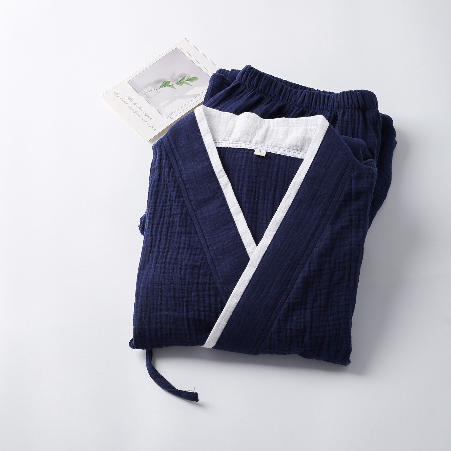 出口国风汉服睡衣男士纯棉纱布薄睡衣/家居服套装
