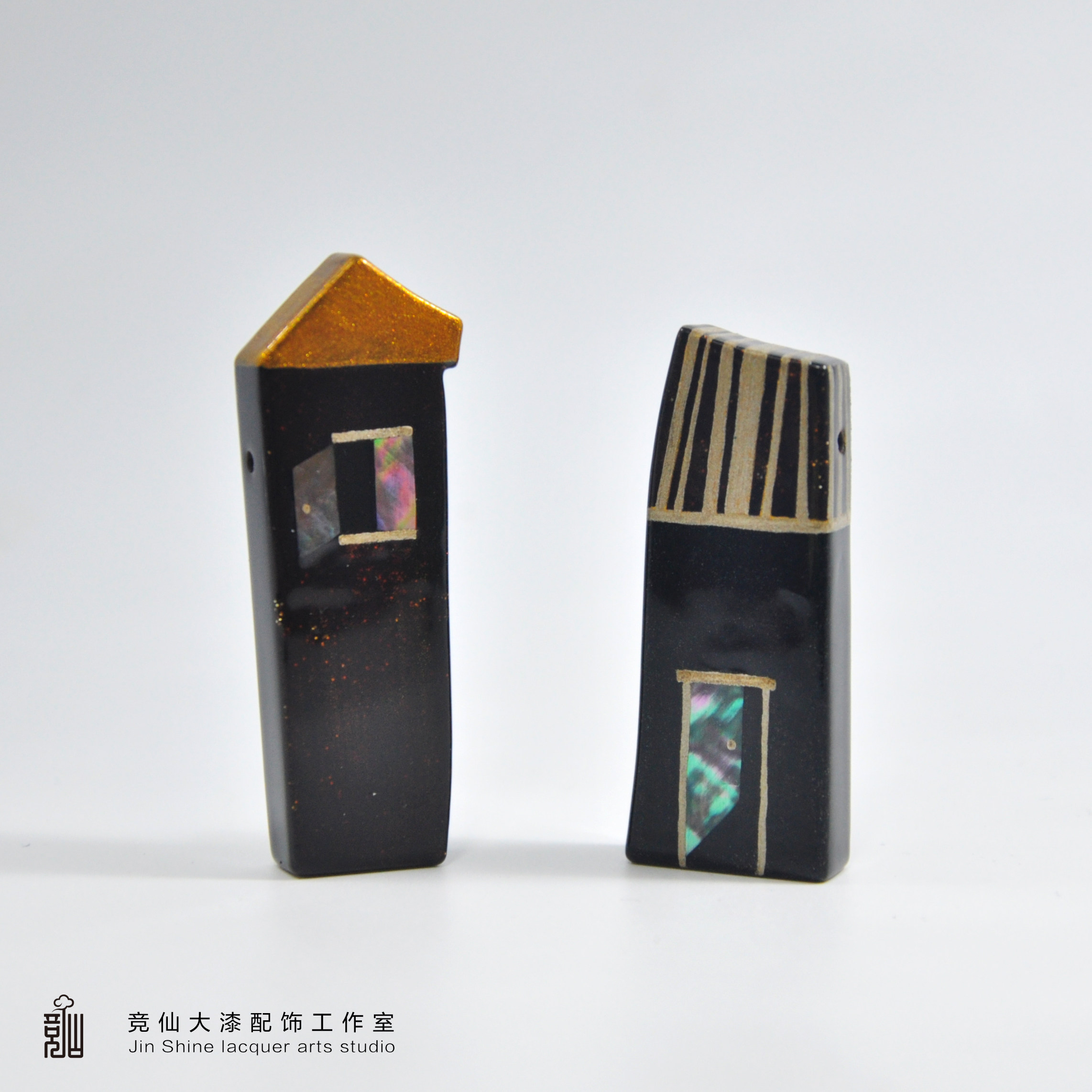 竞仙大漆漆器情侣项链毛衣链吊坠男女手作原创情人节结婚周年礼品
