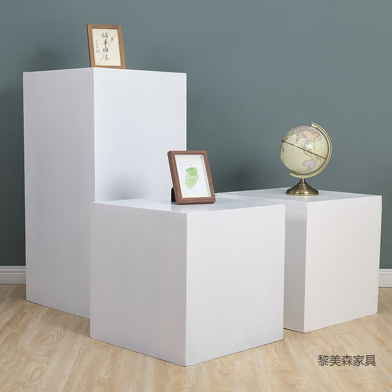 长方体白色木制烤漆展示台橱窗模特底座商业陈列地台展柜展会展台