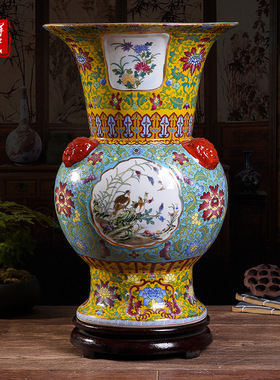 仿古乾隆珐琅彩中式陶瓷大花瓶景德镇家居客厅玄关装饰摆件工艺品