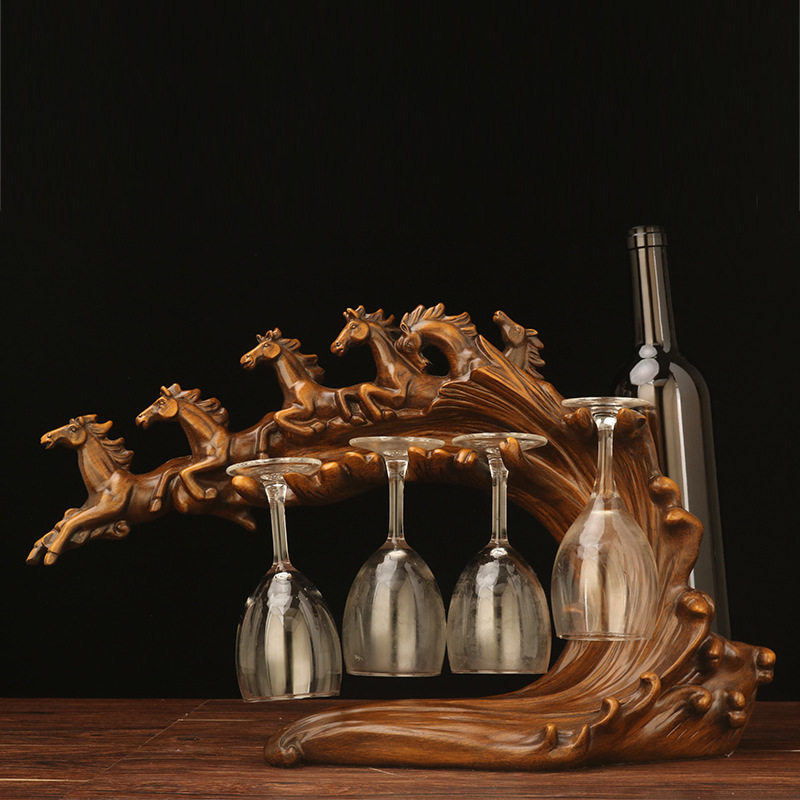 欧式创意红酒架摆件酒杯架家居装饰品葡萄酒架餐厅酒柜树脂工艺品