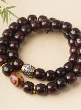 墨玉菩提桶珠DIY祥云款手链 规格10×11男女文玩装饰念珠厂家批发