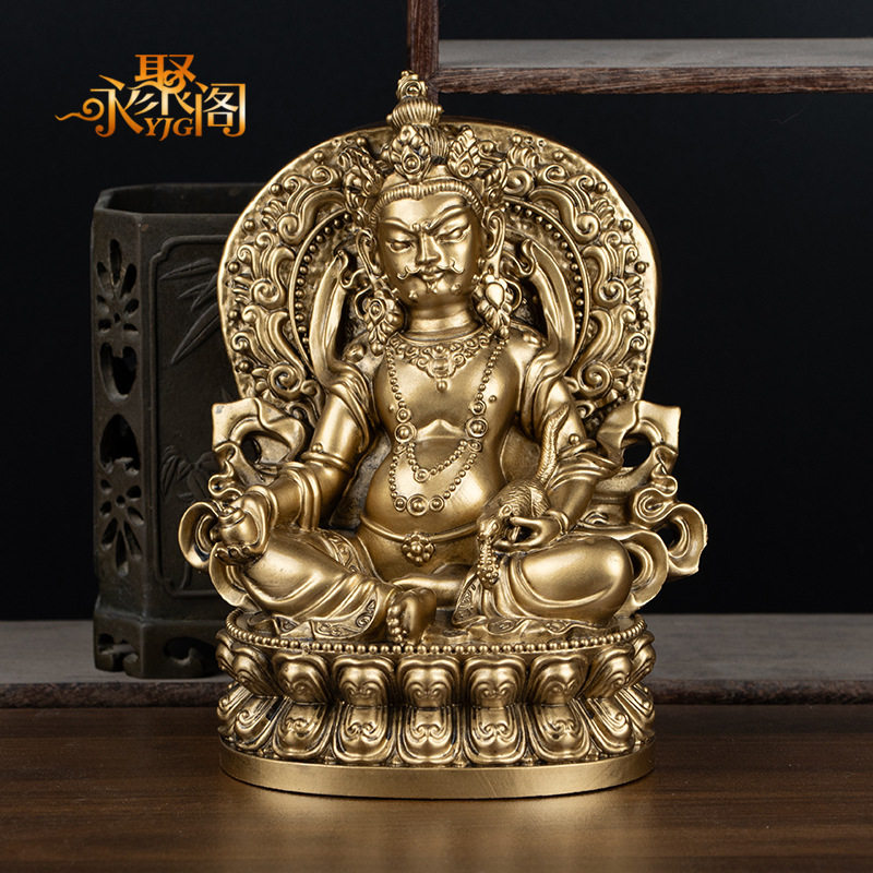西藏密宗黄财神佛像居家供奉家用招财藏传摆件树脂仿铜像神像