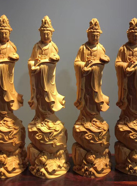 小叶黄杨木如意观音雕刻木雕家居客厅摆饰摆件工艺品厂家供应